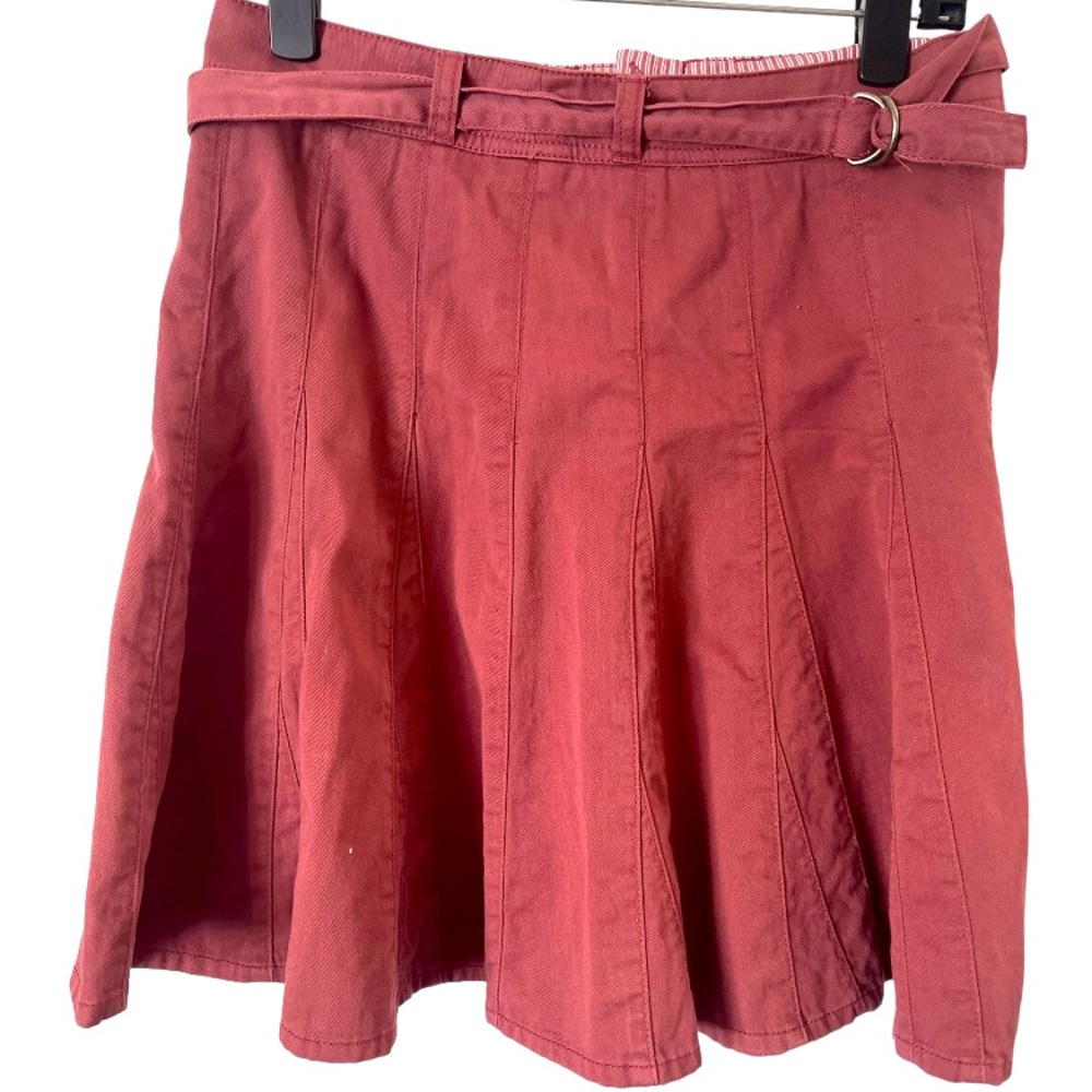 Garnett Hill Burgundy Purple Berry Belted Flare A-Line Skirt 6